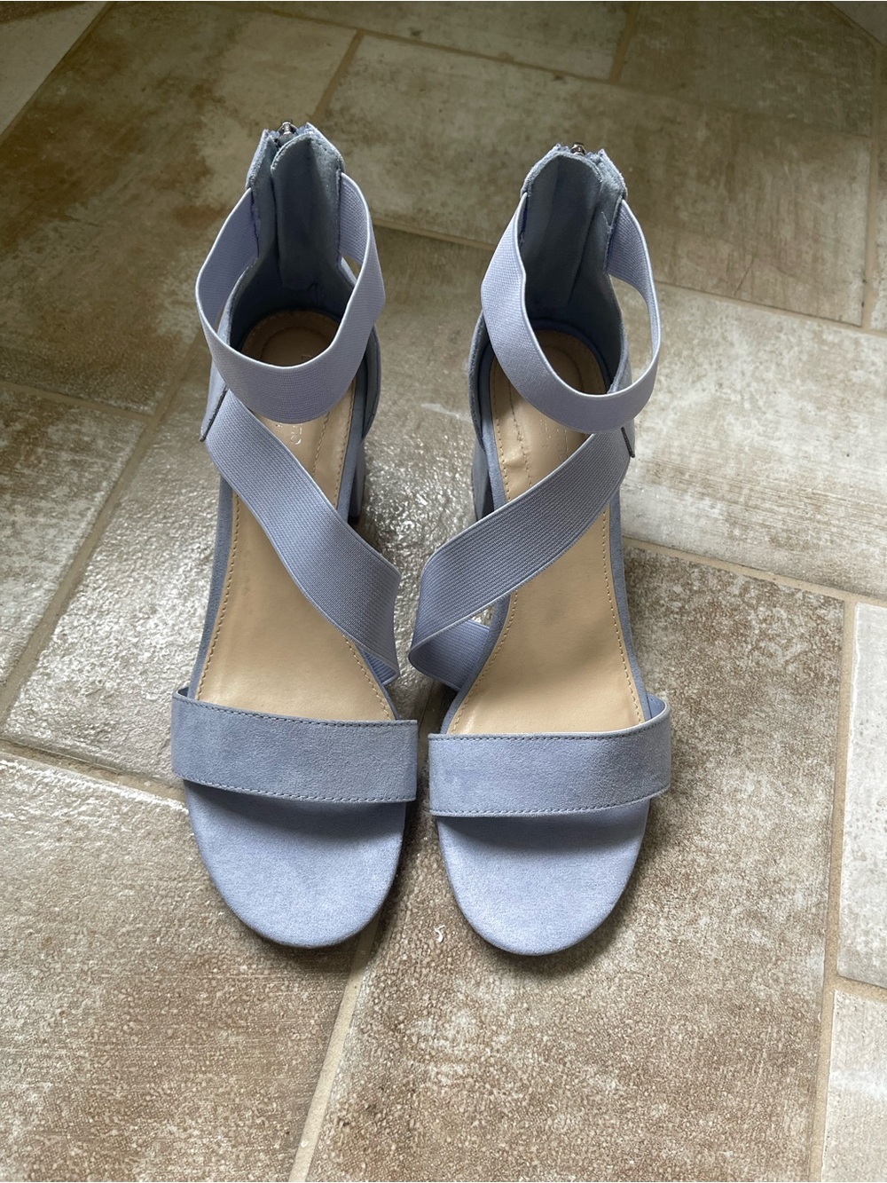 Liz Claiborne Pastel Blue Crisscross Ankle Strap Heels